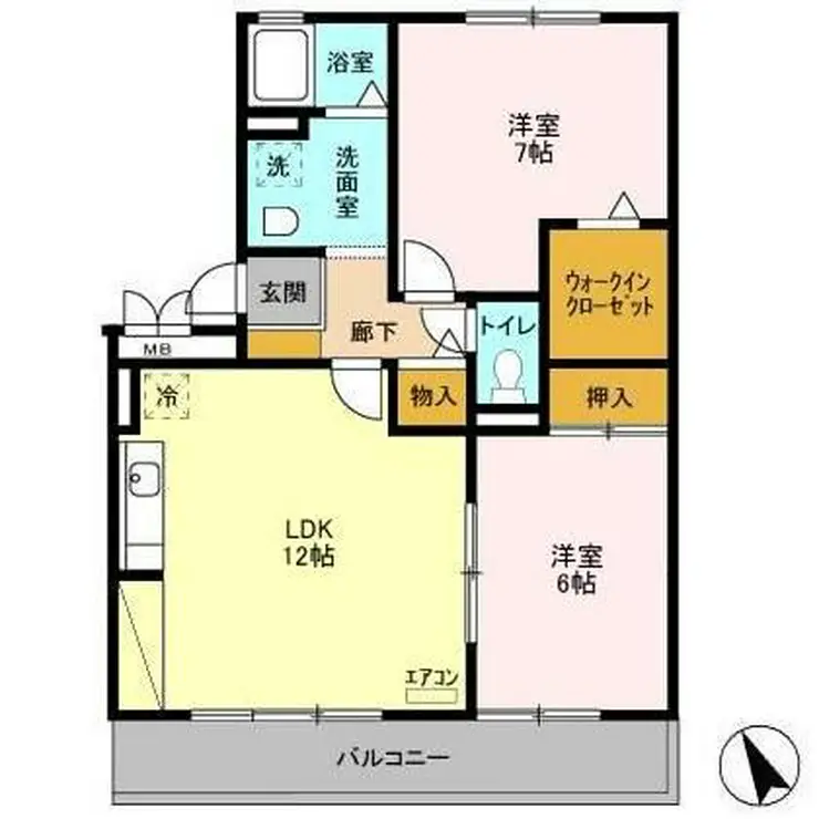 メゾンドォ渕谷 AB 2階階 間取り