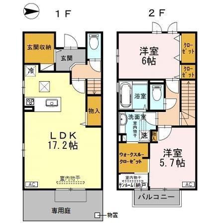 M-ROOM II(2LDK/1階)の間取り写真