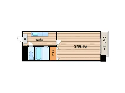 グランディ八乙女中央(1K/3階)の間取り写真