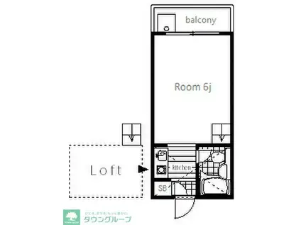 ラ・シルフィード(1K/2階)の間取り写真