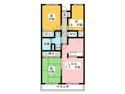 グレイシャス東島(3LDK/5階)の間取り写真