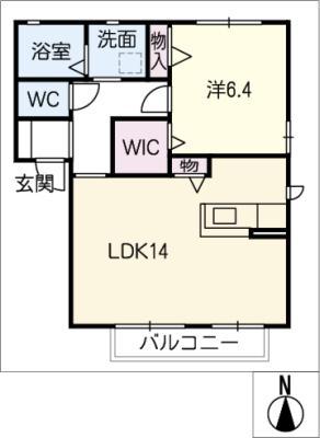 グリーンハウスLATTE A棟(1LDK/2階)の間取り写真
