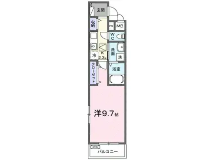 リズミン鴨宮(1K/1階)の間取り写真