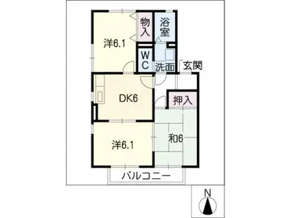 エクセル三好丘B(3DK/2階)の間取り写真