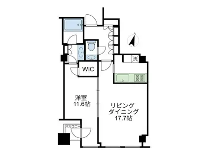 平河町森タワーレジデンス(1LDK/22階)の間取り写真