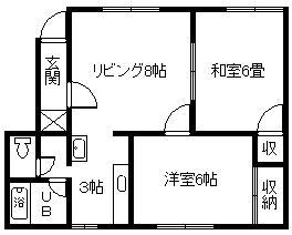 城地ハイツ(2LDK/2階)の間取り写真