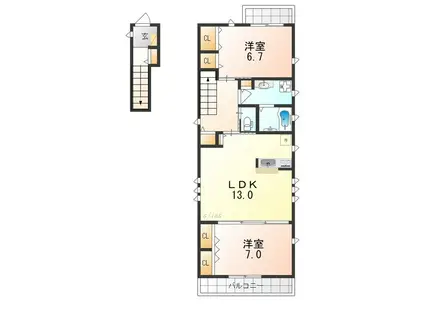 LIBERT(2LDK/2階)の間取り写真