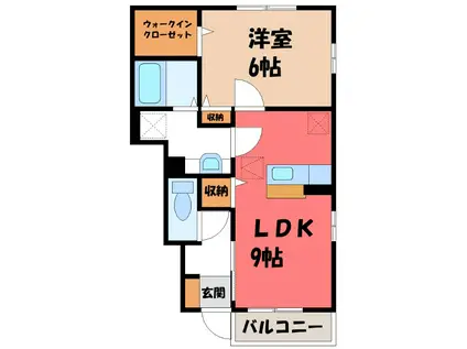 ミヤビ E棟(1LDK/1階)の間取り写真