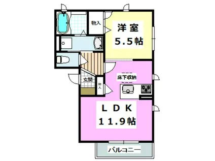 パールハウス(1LDK/1階)の間取り写真