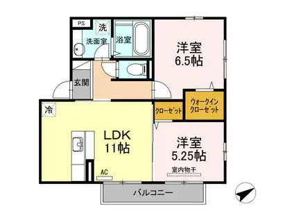 エンゼルハイムIII B棟(2LDK/2階)の間取り写真