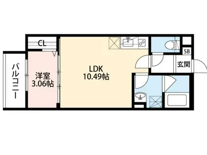 ラウレア浜寺(1LDK/2階)の間取り写真