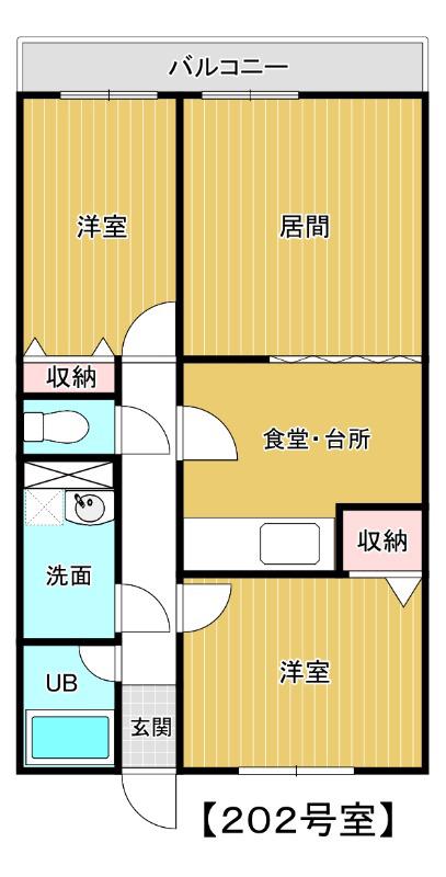 アパートメントカヤ田園調布(2LDK/2階)の間取り写真