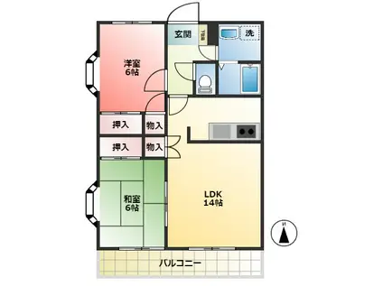 第2長澤マンション(2LDK/1階)の間取り写真