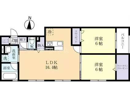 シェーンブルク(2LDK/2階)の間取り写真