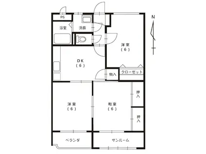 サニーガーデン(3DK/3階)の間取り写真