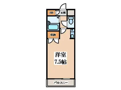 SENTIA八戸ノ里(ワンルーム/1階)の間取り写真