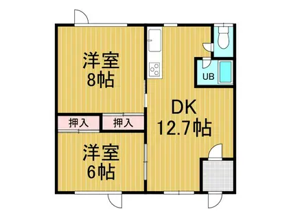 Kアパート(2DK/2階)の間取り写真