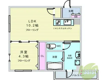 マノワール豊中玉井町(1LDK/3階)の間取り写真