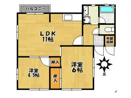 井上ハイツ(2LDK/2階)の間取り写真