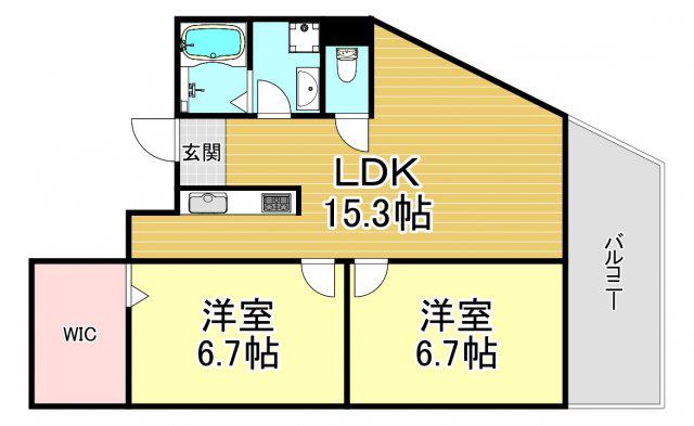 レシア六甲(2LDK/8階)の間取り写真