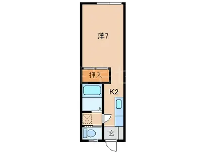 ハイツ山本I(1K/1階)の間取り写真