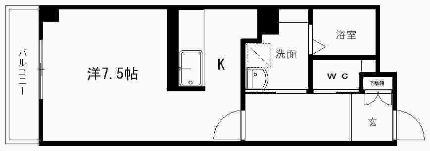 プラザ四天王(ワンルーム/2階)の間取り写真