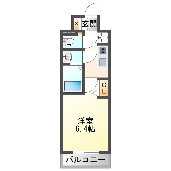 アドバンス大阪ビヤン(1K/2階)の間取り写真