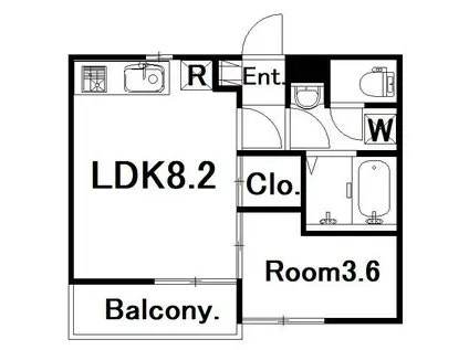 MODERN PALAZZO J-BLUE(1LDK/1階)の間取り写真