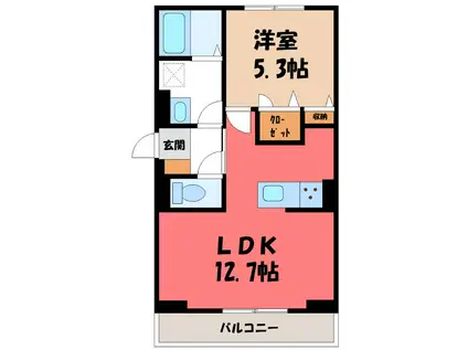 ルミナスプレイス(1LDK/2階)の間取り写真