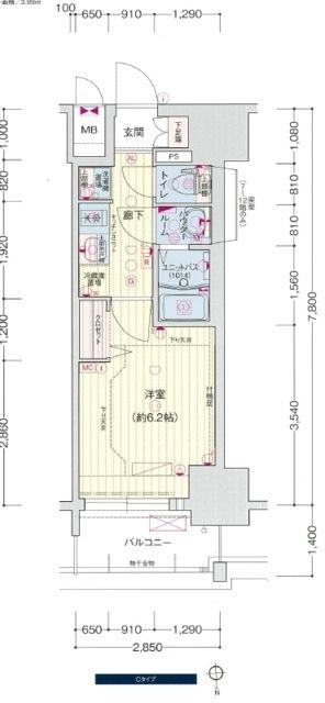 プレサンスNAGOYAシティオ(1K/12階)の間取り写真