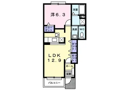 エスポワール I(1LDK/1階)の間取り写真