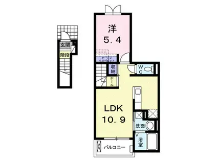 パストーソ I(1LDK/2階)の間取り写真