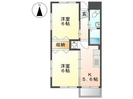 市川ビル(2K/2階)の間取り写真