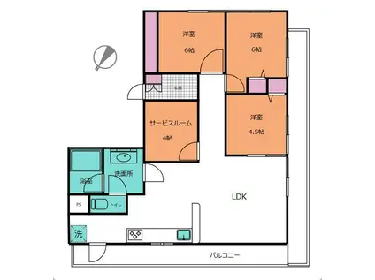 メグミビル(3SLDK/4階)の間取り写真