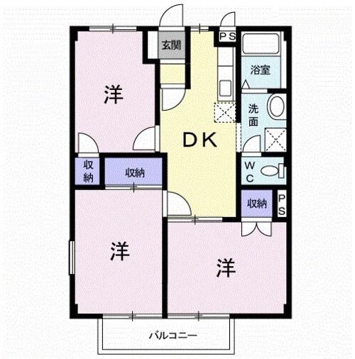 サンリバー21(3K/1階)の間取り写真
