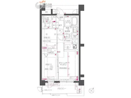 ZOOM下丸子(2LDK/1階)の間取り写真