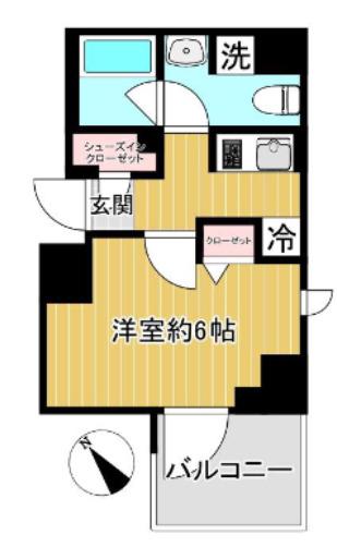 ショーケンレジデンス横浜鶴見4(1K/6階)の間取り写真