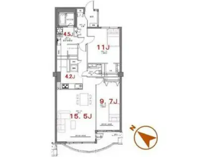 リフィオ目黒 3階(2LDK/3階)の間取り写真