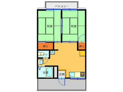 サンハイツ春江町(2DK/2階)の間取り写真
