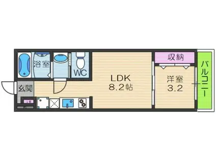 CASA南巽イースト(1LDK/2階)の間取り写真