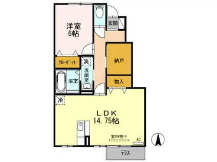 グリーンノエル A棟(1LDK/1階)の間取り写真