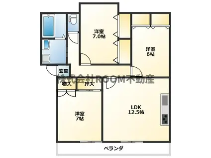 ガーデンヒルズ広原(3LDK/1階)の間取り写真