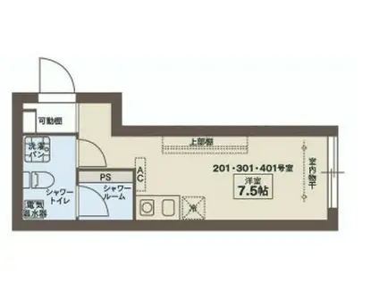 COCOFLAT大井町(ワンルーム/4階)の間取り写真
