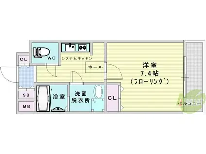 サムティ北梅田VESSEL(1K/5階)の間取り写真