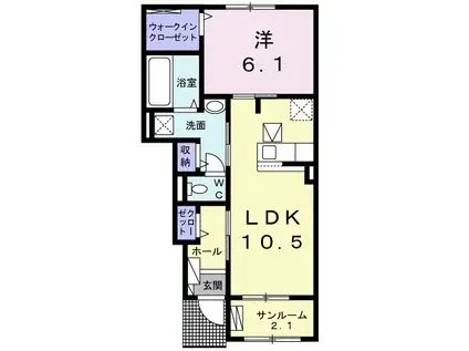 サン カームII(1LDK/1階)の間取り写真