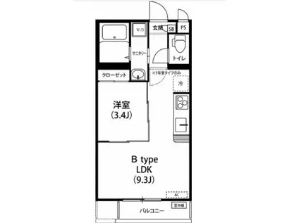 サンローヤル(1DK/2階)の間取り写真