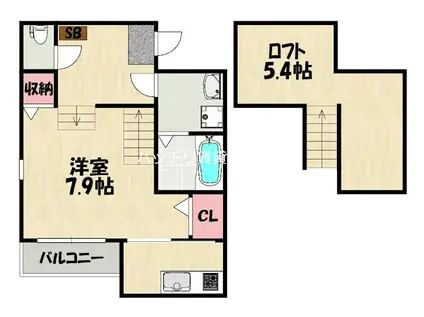 クレスト千早(1K/2階)の間取り写真