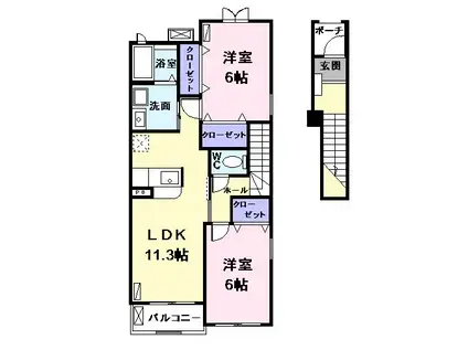 グリーンスプラウト(2LDK/2階)の間取り写真