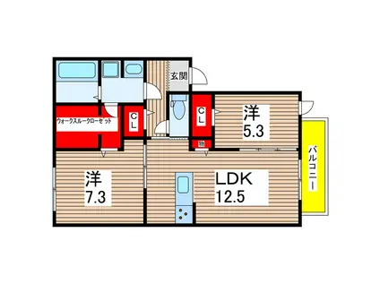 D-ROOM宮田町3丁目(2LDK/3階)の間取り写真