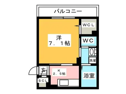 ヒラソル二俣川(1K/2階)の間取り写真